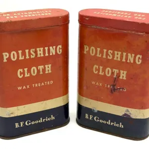 (2) Vintage BF Goodrich Polishing Cloth Tins 5.5”