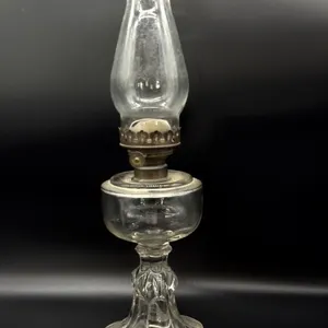 Antique Glass Oil Lamp 20”
