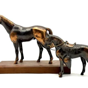 Vintage Metal Horse on Wood Base and Vintage