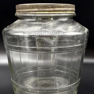Vintage Glass Barrel Jar 8”