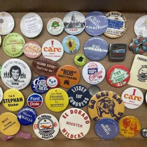 Vintage Buttons : Political, Kansas Towns, and