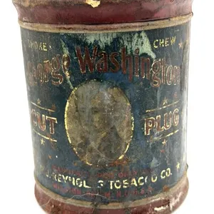 Antique George Washington Cut Plug Tobacco Tin 5”