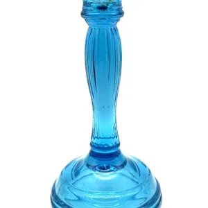 Tiara Blue Glass Candlestick 8.25”
