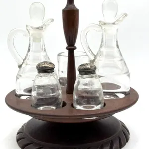 Vintage Heisey Saturn Glass Cruet, Condiment, and
