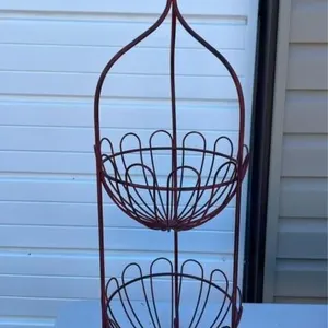 Decorative 2-tier metal fruit basket