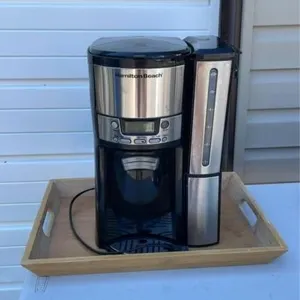 Hamilton Beach coffeemaker and 17x12in wooden