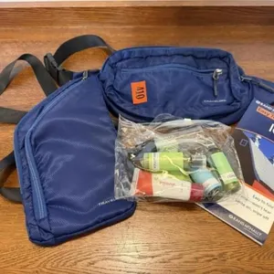 Travel bags, health & beauty aids, road map