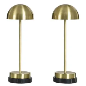 StyleCraft Cordless LED Rechargeable Table Lamp, 2 Pack Brass - New