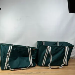 CleverMade Collapsible CarryAll Tote, 2 Pack Green - Used/ (1) Bag Damaged/Small Holes