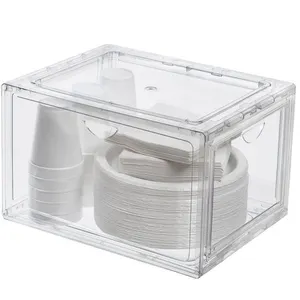 Stackable Shoebox & Organizer, 4 Pack - New/ (1) Piece Broken