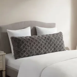 Faux Fur Body Pillow, Gray- Like New