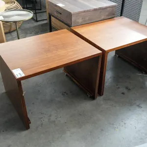 (2) Wood Veneer Rectangular Tables on Casters, 22” x 27”