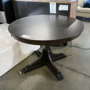 Round Wood Pedestal Dining Table, Dark Finish, 42”