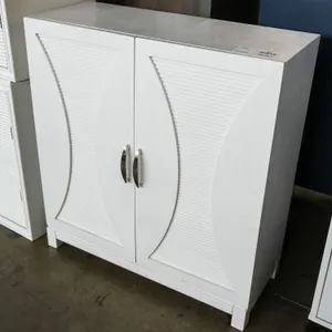 Two-Door Storage Cabinet with Textured Panels and Adjustable Shelf, 30” x 12”
