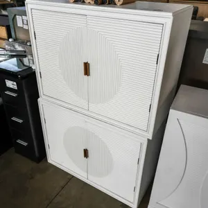 (2) White Cabinets With Textured Doors, 32” x 15”