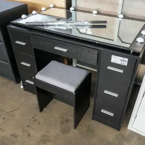 Vanity Table With Lighted Mirror and Stool, 43” x 15”