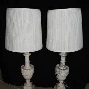 Pair of 35 Inch Alabaster Table Lamps