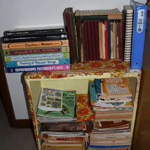 Bookshelf with Magazines, Sheet Music, Hymnals, Et Cetera