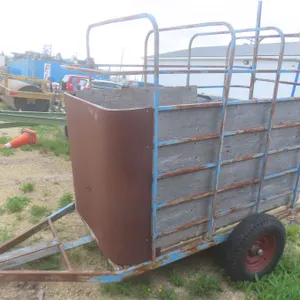 Livestock Trailer, 4' W × 8' Long, Pole Hitch, Single Axle, Metal Cage, New Treated Wood Floor