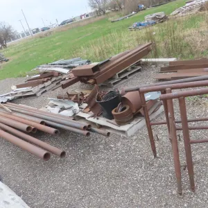 Pipe, Channel, Tubing 18" to 24 FT, Angle Iron, 3 Steel Saw Horses, Steel Cable
