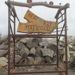 Best Buy Firewood Sign, Mounted on Pallet Racking