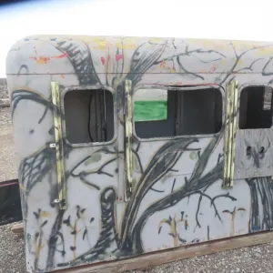 Semi Sleeper Converted to Hunting Blind, Mounted on Sleigh Runners