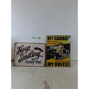 (2) Metal Signs, My Garage and Keep Smiling