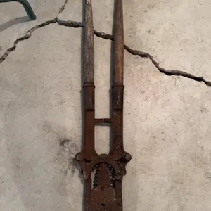 This antique farm tool is a Keystone Dehorner, likely manufactured by James Scully in Pomeroy, PA, b
