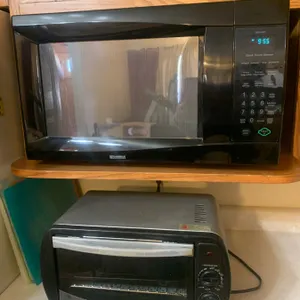 Black Kenmore Microwave and Oster Toaster Oven Combination