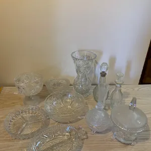 Boho Crystal Clear Pressed and Cut Glass Tableware Pieces