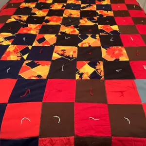 Vintage Double Handmade Patchwork Quilt With Autumn-Themed and Playful Reverse Side