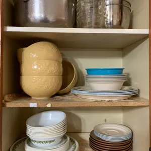 Vintage Corelle Dinnerware, Glassware, Mugs, and Stainless Steel Bowls