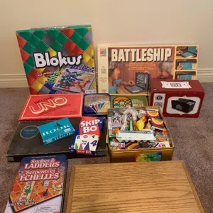 Vintage Classic Board Games and Miniature Food Replicas