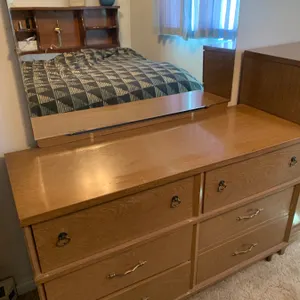 MCM Wooden Dresser With Mirror and Six Drawers