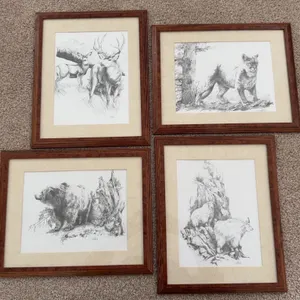 Four Wildlife Prints, 12.5x15.5 in