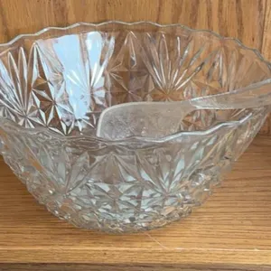 Pressed Glass Punch Bowl Set with Ladle