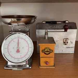 Scale, Grinder, and Aladdin Box
