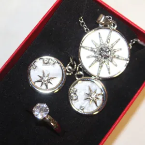 NEW NECKLACE AND ADJUSTABLE SZ RING WITH EARRINGS