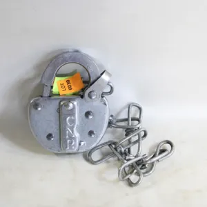 VINTAGE RAILWAY SWITCH LOCK STAMPED CNR W/CHAIN