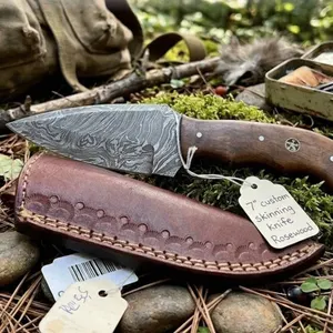 Custom Damascus Skinning Knife with Sheath