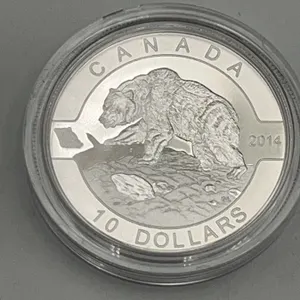 2014 Canada $10 .999 Silver Coin Grizzly Bear