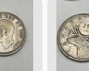 LOT of 4 - 1943 Canada Silver 25 Cent Coins