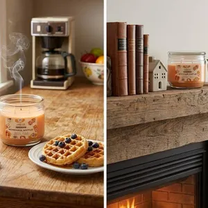 Lot of 2 Candle-lite Homemade Waffles Candles
