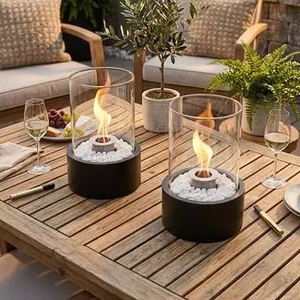 LOT OF 2 - JHY Design Tabletop Fireplace, Black