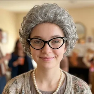 Old Lady Wig Party Costume Set