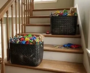 Lot of 2 - AmazonBasics Metallic Black Storage Bins, 2pk