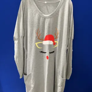 Gray 3XL Reindeer Tunic Top