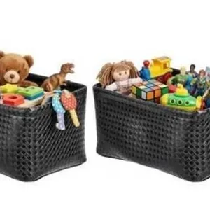 Amazon Basics Metallic Black Storage Bins, 2pc *Toys Not Included*