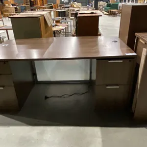 LARGE 5 DRAWER DESK WITH OVERHEAD CABINET & SIMILAR OFFICE CABINET