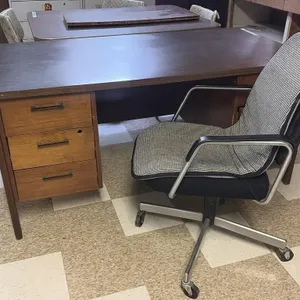 Wooden Desk With Computer Chair
